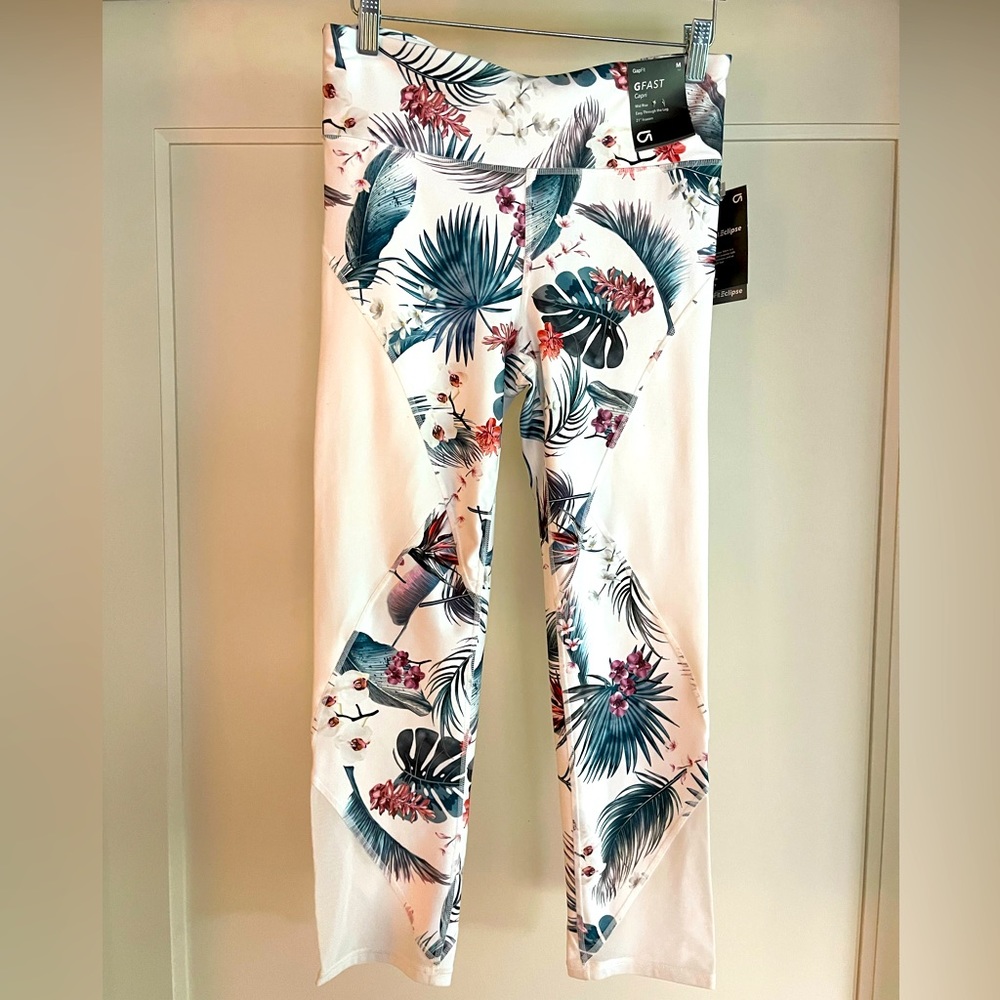 White Floral GAP leggings Medium Tall UPF 50